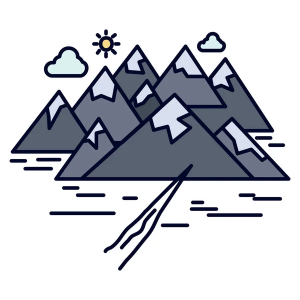 Crack Colina Paisaje Icono — Vector de stock