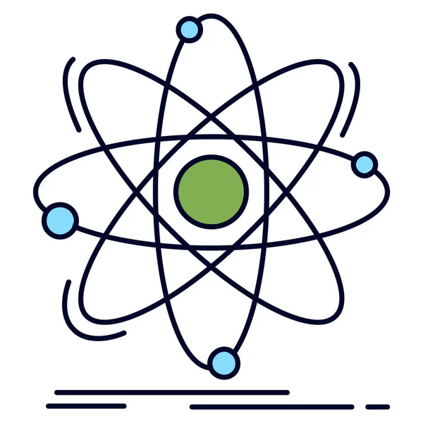 Atomo Chimica Icona Nucleare Pieno Stile Contorno — Vettoriale Stock