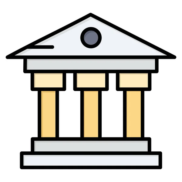 Bank Building Money Icon Filled Outline Style — Stock Vector