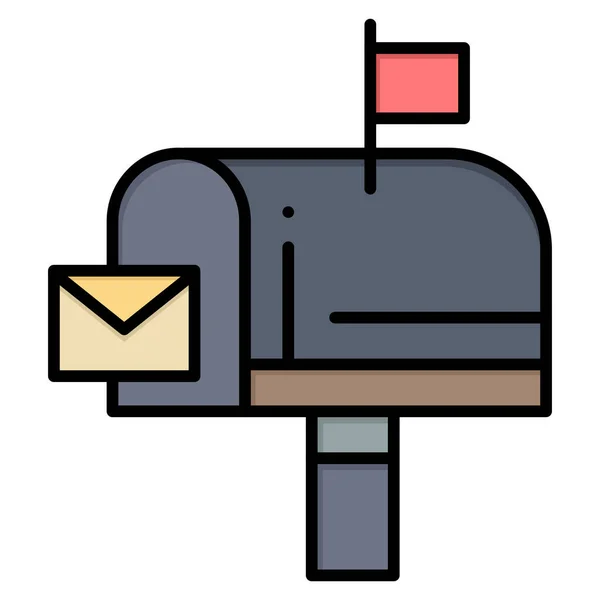 Κουτί Εικονίδιο Ηλεκτρονικού Ταχυδρομείου Στυλ Γεμάτο Περίγραμμα — Διανυσματικό Αρχείο