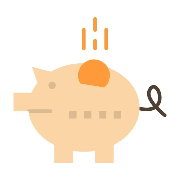 Economy Piggy Piggybank Icoon Platte Stijl — Stockvector