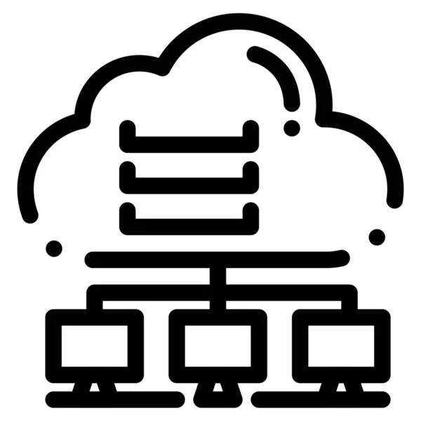 Ikona Połączenia Komputera Chmurze Stylu Zarysu — Wektor stockowy
