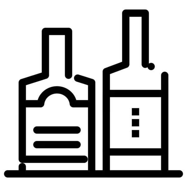 酒精饮料瓶装瓶图标的轮廓风格 — 图库矢量图片