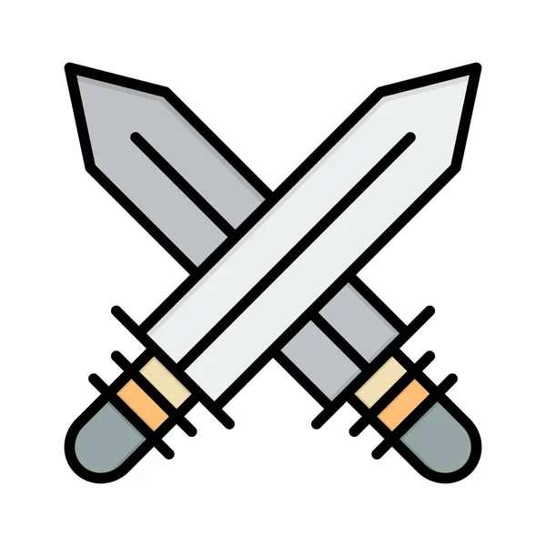 Fencing Sports Sword Icon Filled Outline Style — Stock Vector