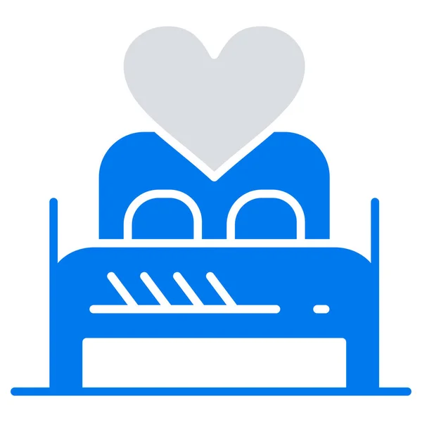 Κρεβάτι Ζευγάρι Αγάπη Εικονίδιο Επίπεδο Στυλ — Διανυσματικό Αρχείο