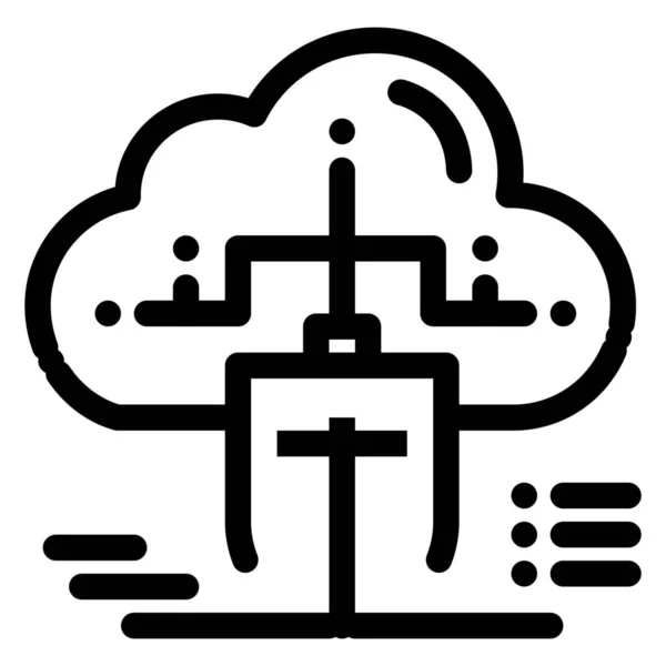 Cloud Connected Data Icon Outline Style — Stock Vector