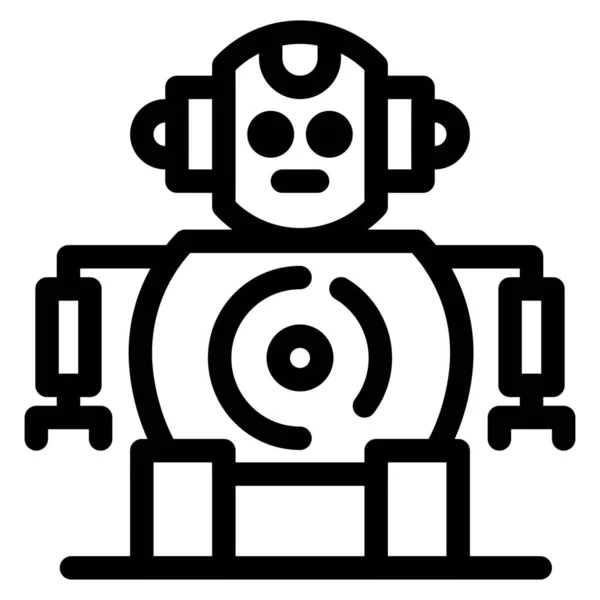 Icona Della Tecnologia Robotica Cnc Stile Contorno — Vettoriale Stock