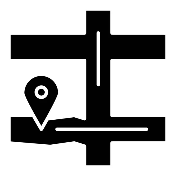 Значок Навигации Карте Твердом Стиле — стоковый вектор