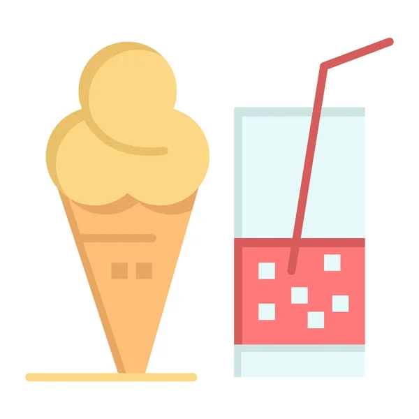 Cream Drink Ice Icon Flat Style — Stock Vector