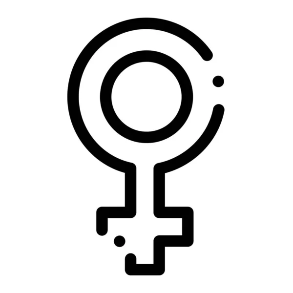 Weibliches Gender Symbol Outline Stil — Stockvektor