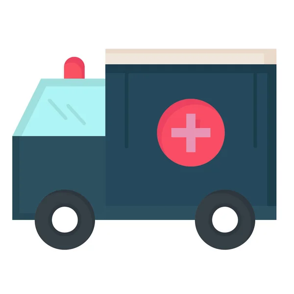 Ambulancia Ayuda Icono Médico Estilo Plano — Vector de stock