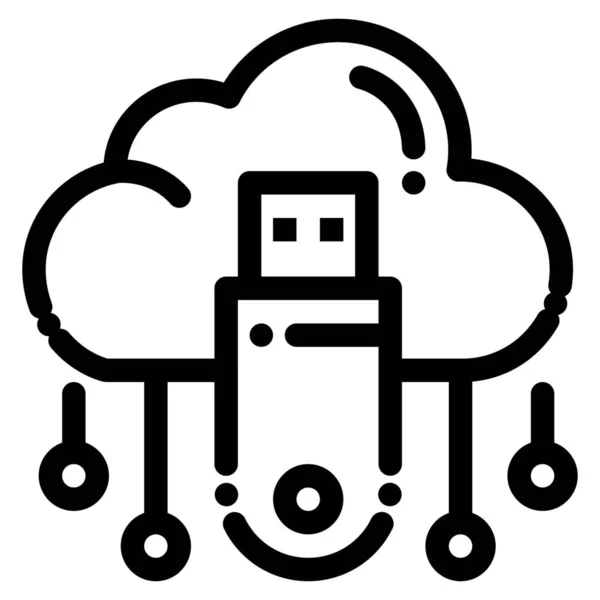 Cloud Data Online Ikon Konturstil — Stock vektor