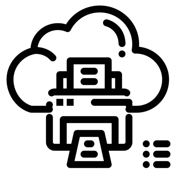 Cloud Data Device Icon Outline Style — Stock Vector