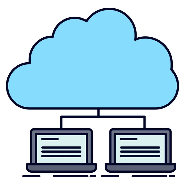 Icono Internet Datos Nube Estilo Esquema Rellenado — Vector de stock