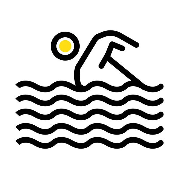 Actividad Deporte Natación Icono Estilo Contorno Lleno — Vector de stock