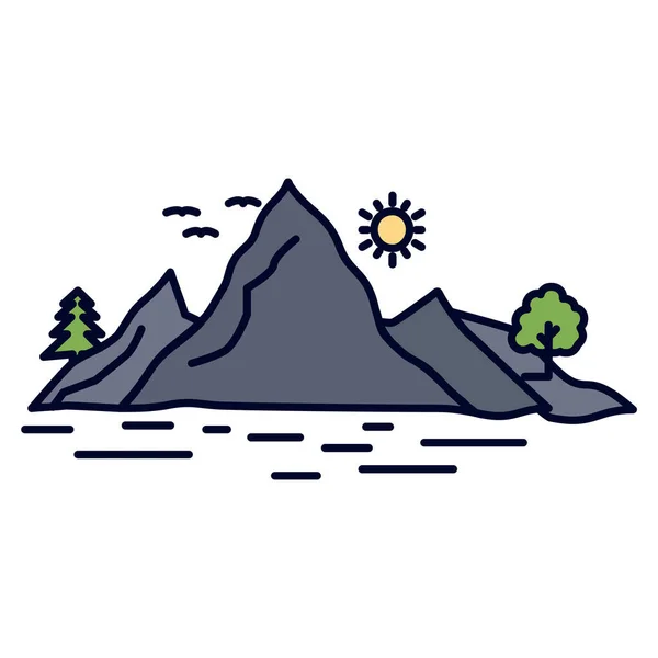 Colina Paisaje Montaña Icono — Vector de stock