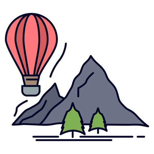 Globos Camping Explorar Icono Estilo Contorno Lleno — Vector de stock