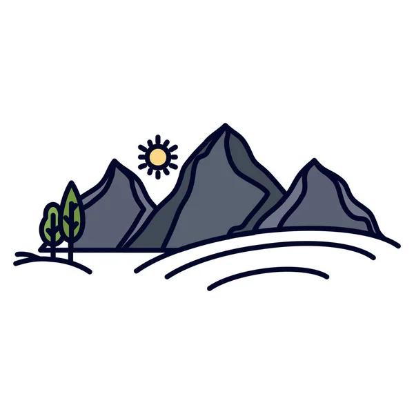 Colina Paisaje Montaña Icono — Vector de stock