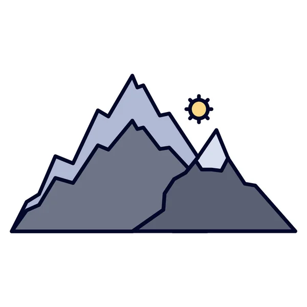 Colina Paisaje Montaña Icono Estilo Contorno Lleno — Vector de stock