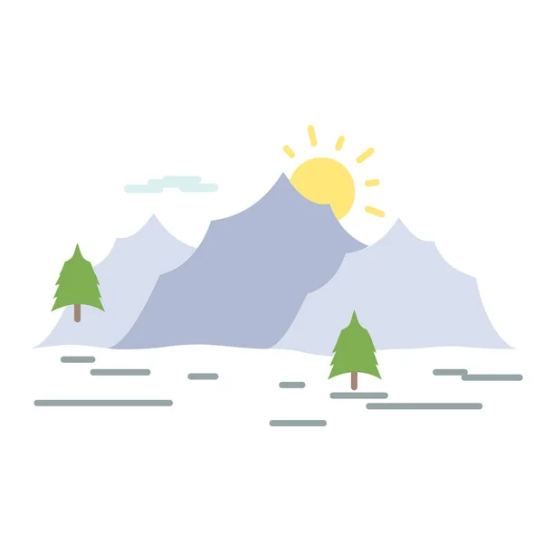 Colina Paisaje Montaña Icono Estilo Plano — Vector de stock