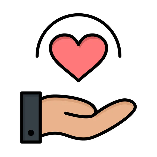 Care Hand Heart Icon Filled Outline Style — Stock vektor