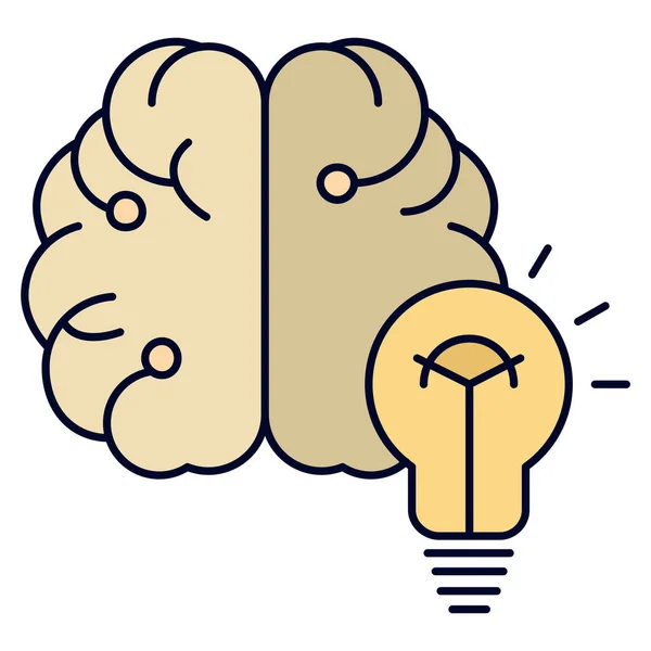 Иконка Бизнеса Лампочки Мозга Стиле Заполненного Контура — стоковый вектор