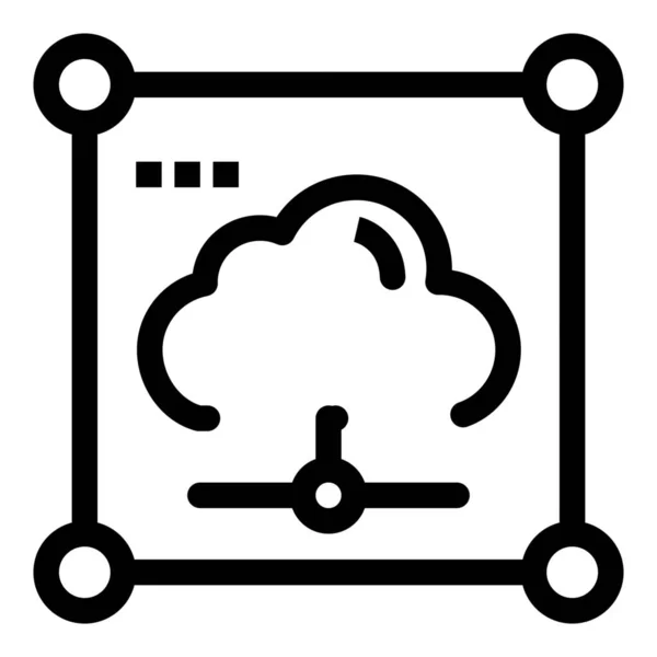 Icono Red Datos Nube Estilo Esquema — Archivo Imágenes Vectoriales