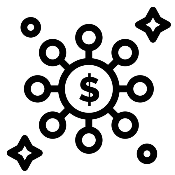 Dollar Netzwerk Share Symbol Umriss Stil — Stockvektor