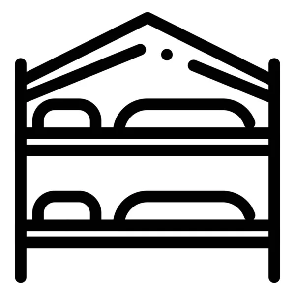 Ikon Hotel Kamar Tidur Dalam Gaya Outline - Stok Vektor