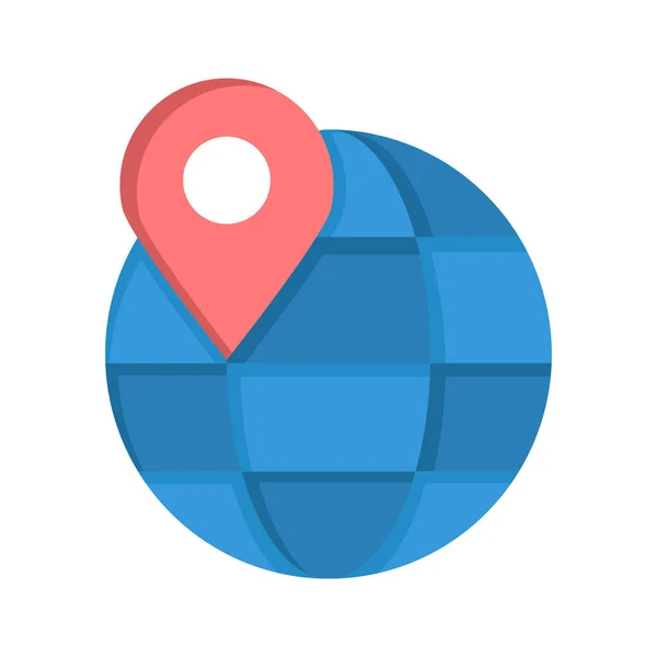 Icône Localisation Internet Globe Dans Style Plat — Image vectorielle