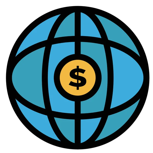 Dollar Globus Internet Ikone — Stockvektor