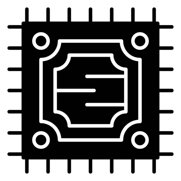 Ícone Processador Microchip Cpu Estilo Sólido — Vetor de Stock