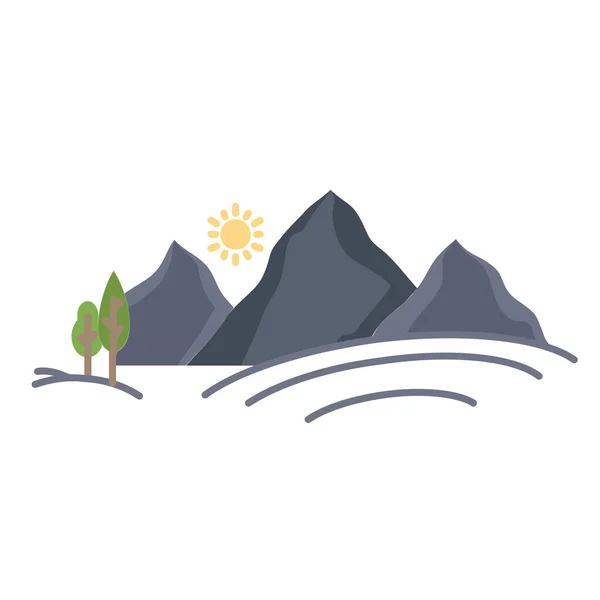 Hill Landscape Mountain Icon Flat Style — Stock Vector