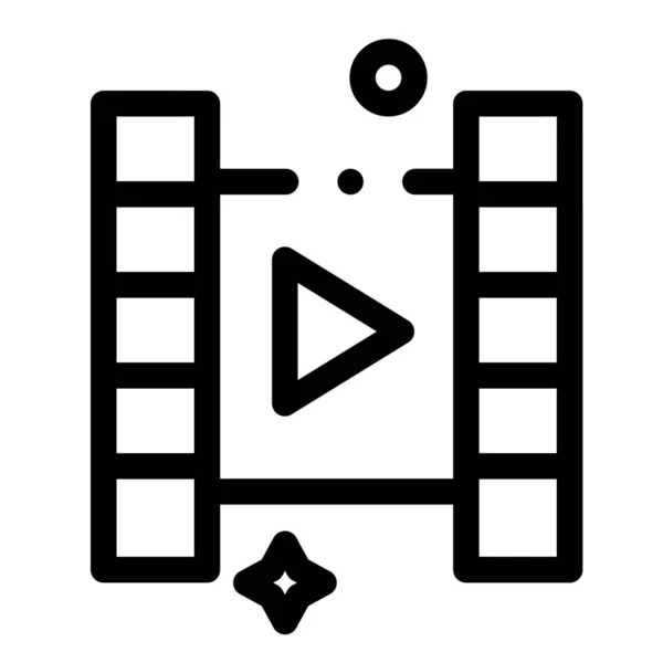 Película Reproducir Icono Vídeo Estilo Esquema — Archivo Imágenes Vectoriales