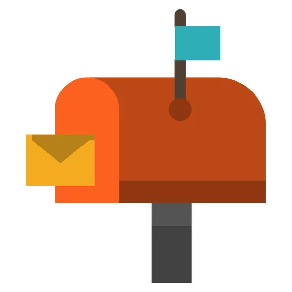 フラットスタイルのボックス郵便ポストアイコン — ストックベクタ