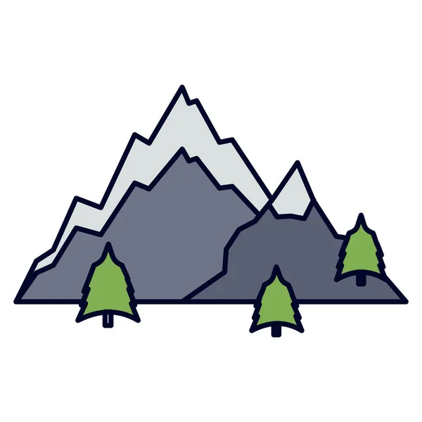 Colina Paisaje Montaña Icono Estilo Contorno Lleno — Vector de stock