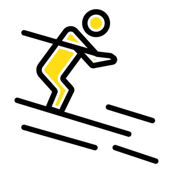 Activité Ski Icône Ski Dans Style Contour Rempli — Image vectorielle