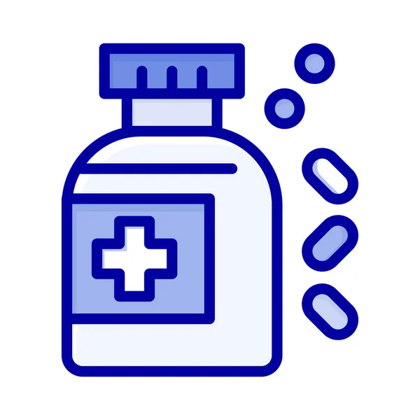 Fles Medicijn Tablet Pictogram Gevulde Outline Stijl — Stockvector