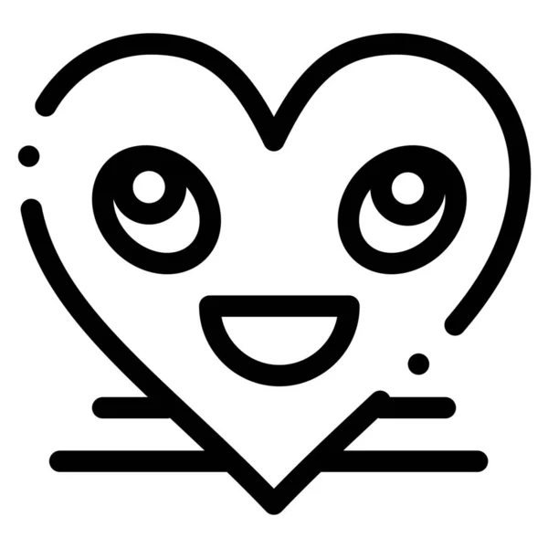 Emoji Εικονίδιο Καρδιά Πρόσωπο Στυλ Περίγραμμα — Διανυσματικό Αρχείο