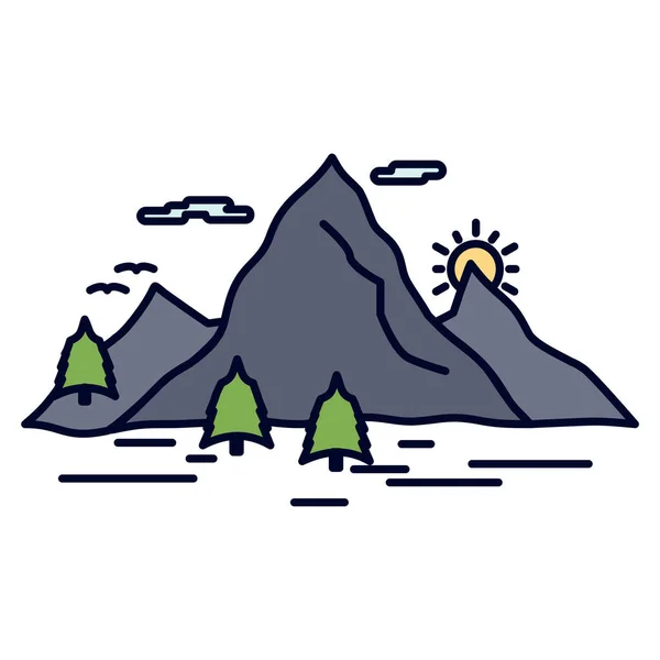 Colina Paisaje Montaña Icono — Vector de stock