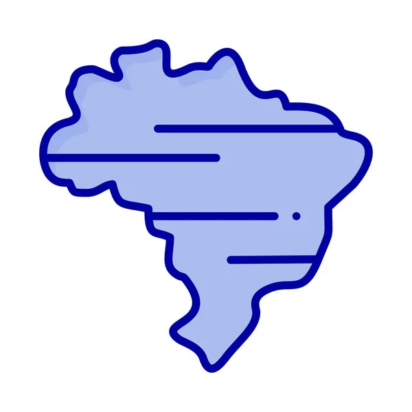 Brazilská Mapa Země Ikona Vyplněném Stylu — Stockový vektor