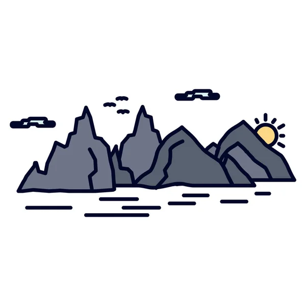 Скелястий Пагорб Ландшафтний Значок — стоковий вектор