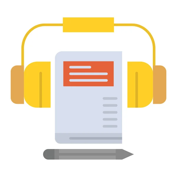 Audio Book Headphone Icon Flat Style — Stock Vector