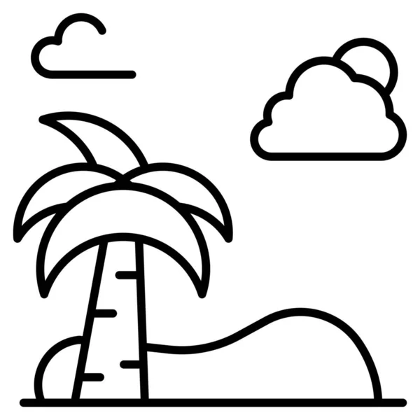 Strand Palm Voorjaar Pictogram Omtrek Stijl — Stockvector