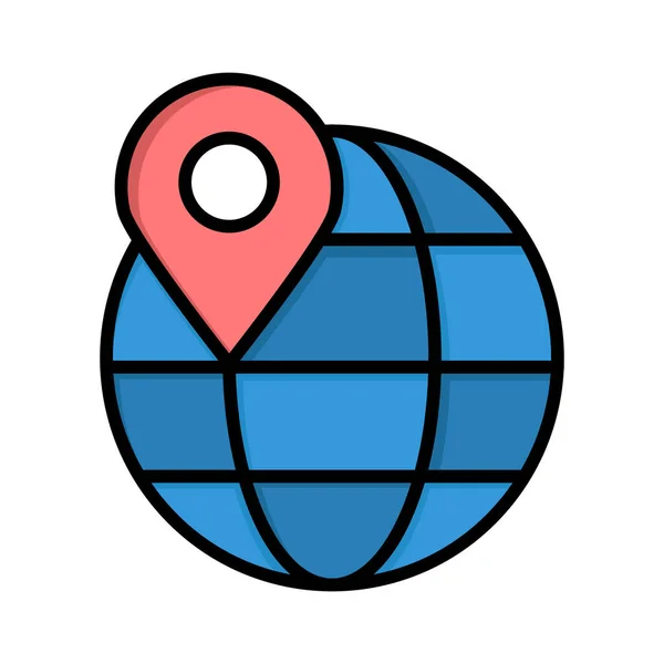 Globe Internet Location Icon Filled Outline Style — Stock Vector