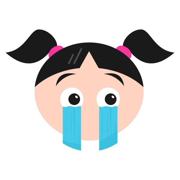 Förbryllad Gråtande Emoji Ikon Platt Stil — Stock vektor