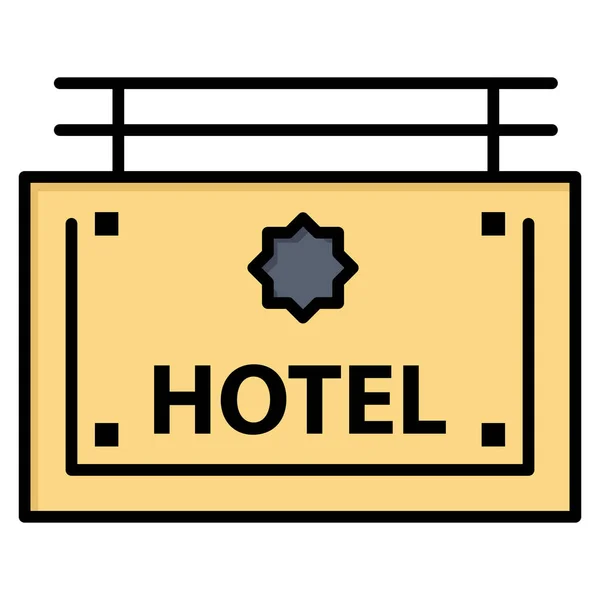 Bord Richting Hotel Icoon Gevulde Outline Stijl — Stockvector