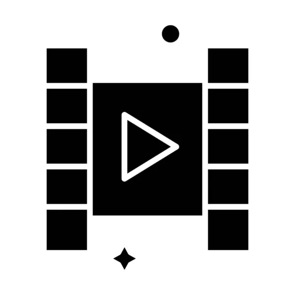 Фільм Грати Іконка Відео Суцільному Стилі — стоковий вектор