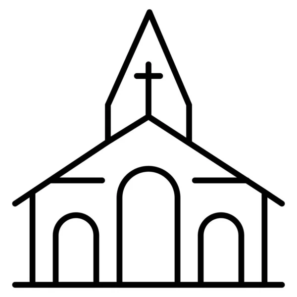 Building Christmas Church Icon Outline Style — Stock Vector