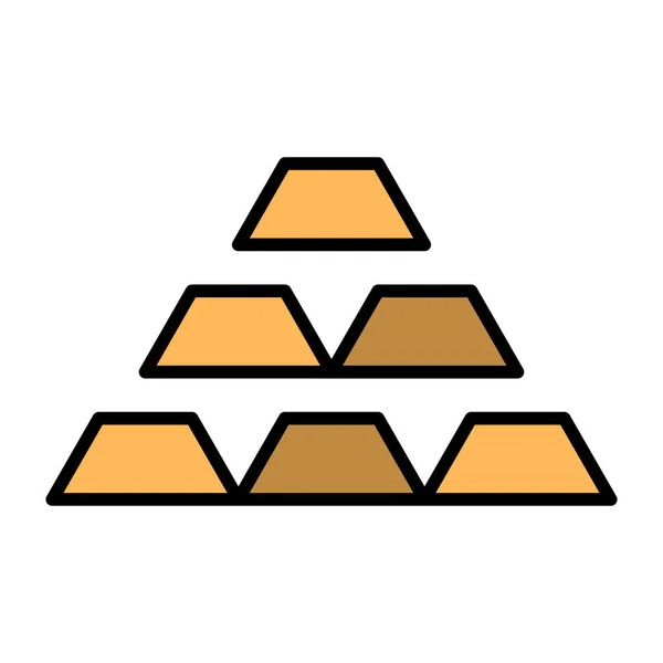 Barras Depósito Icono Oro Estilo Contorno Lleno — Archivo Imágenes Vectoriales